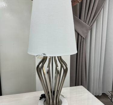 Liman Home Decor - Liman Online Tafellamp Metaal Zilver Marmer Voet