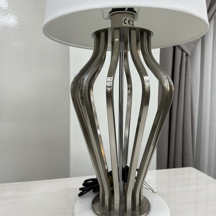 Liman Home Decor - Liman Online Tafellamp Metaal Zilver Marmer Voet