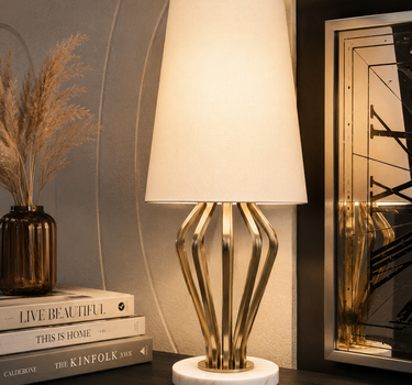 Liman Home Decor - Liman Online Tafellamp Metaal Zilver Marmer Voet