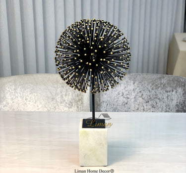 Liman Home Decor - Liman Online Telli Decoratie Bol Met Marmer Stand 54cm Zwart