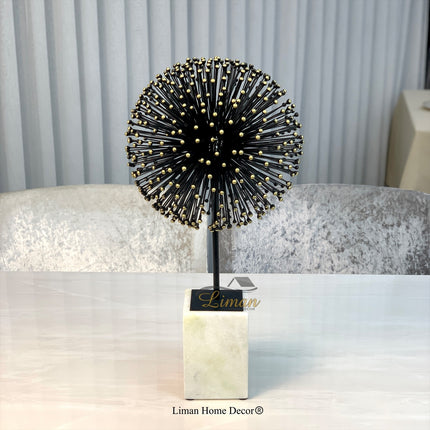 Liman Home Decor - Liman Online Telli Decoratie Bol Met Marmer Stand 54cm Zwart