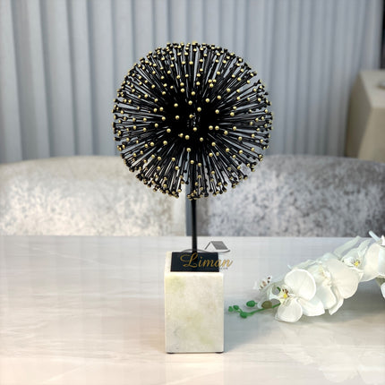 Liman Home Decor - Liman Online Telli Decoratie Bol Met Marmer Stand 54cm Zwart