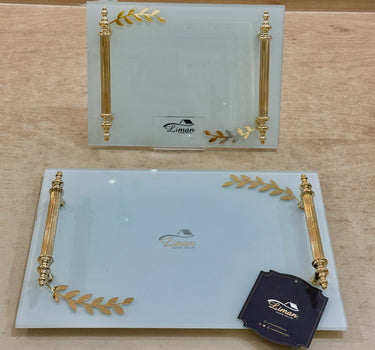 Liman Home Decor - Liman Online TIARA VERLOVINGSDIENBLAD GLAS WIT | GOUD