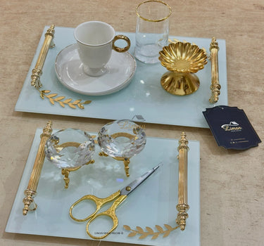 Liman Home Decor - Liman Online TIARA VERLOVINGSDIENBLAD GLAS WIT | GOUD