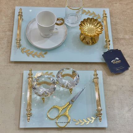 Liman Home Decor - Liman Online TIARA VERLOVINGSDIENBLAD GLAS WIT | GOUD