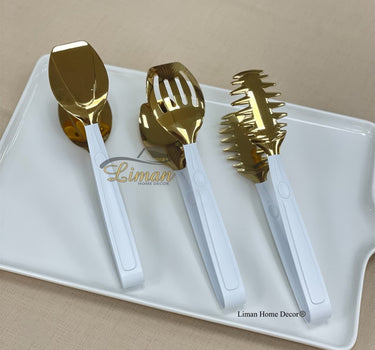 Liman Home Decor - Liman Online Titan Serveerset 3 Delig Wit - Goud