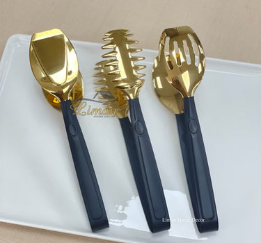 Liman Home Decor - Liman Online Titan Serveerset 3 Delig Zwart - Goud