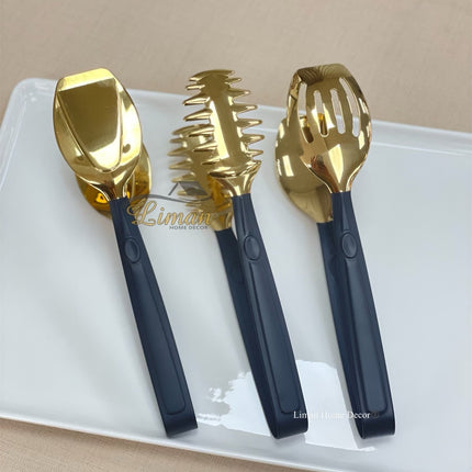 Liman Home Decor - Liman Online Titan Serveerset 3 Delig Zwart - Goud