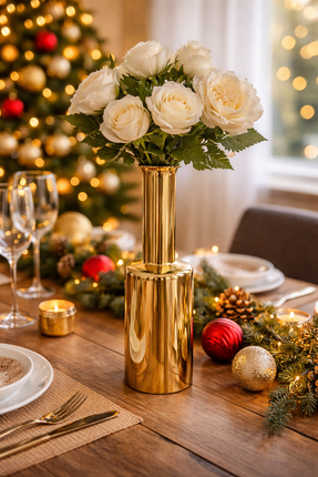 Liman Home Decor - Liman Online VAAS BRASS - GEELKOPER ROND AARDEWERK D9,5x9,5XH29,7CM