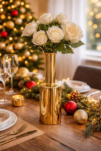 Liman Home Decor - Liman Online VAAS BRASS - GEELKOPER ROND AARDEWERK D9,5x9,5XH29,7CM