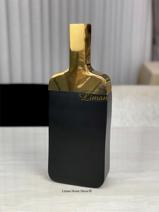 Liman Home Decor - Liman Online Vaas Goud / Zwart 17x8x45 Cm