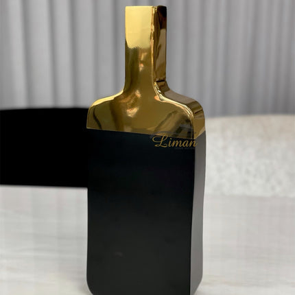 Liman Home Decor - Liman Online Vaas Goud / Zwart 17x8x45 Cm