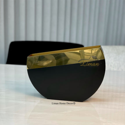 Liman Home Decor - Liman Online Vaas Goud / Zwart 29x6x22 Cm