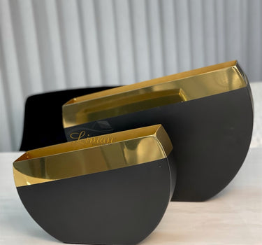 Liman Home Decor - Liman Online Vaas Goud / Zwart 29x6x22 Cm