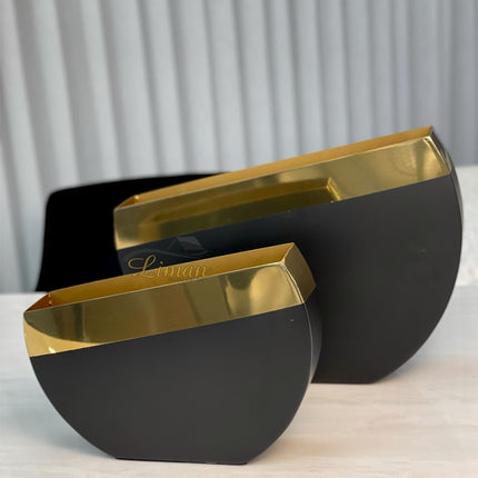 Liman Home Decor - Liman Online Vaas Goud / Zwart 29x6x22 Cm