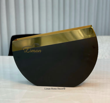 Liman Home Decor - Liman Online Vaas Goud / Zwart 38x7x29 Cm