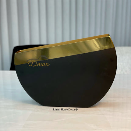 Liman Home Decor - Liman Online Vaas Goud / Zwart 38x7x29 Cm