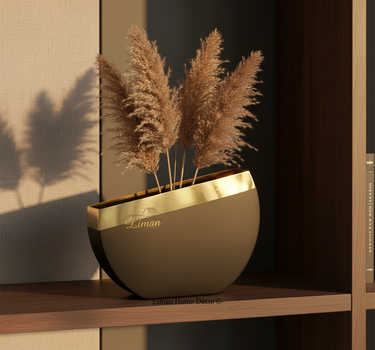 Vaas Goud / Zwart 38x7x29 Cm