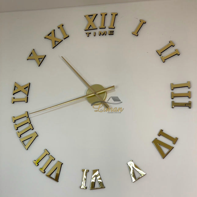 Liman Home Decor - Liman Online WANDKLOK ROMEINSE CIJFERS GOUD