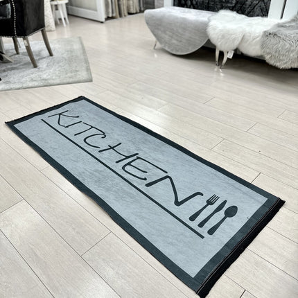 LIMAN KITCHEN WASBARE LOPER - VLOERKLEED - GRIJS