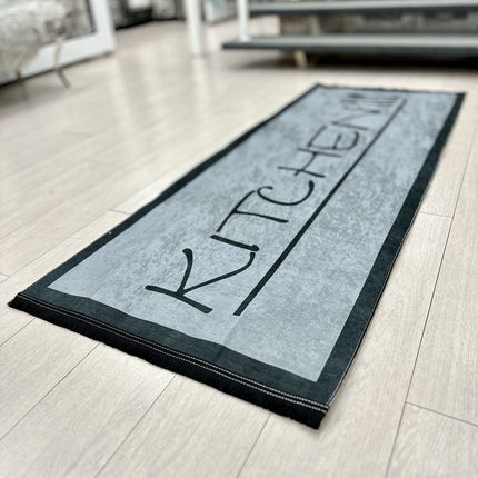 LIMAN KITCHEN WASBARE LOPER - VLOERKLEED - GRIJS