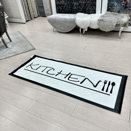 LIMAN KITCHEN WASBARE LOPER - VLOERKLEED - WIT