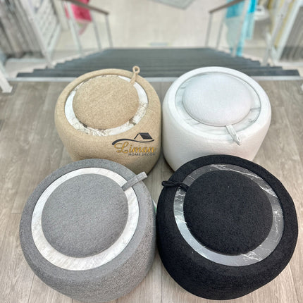 LIMAN LUXE TEDY POEF MET OPBERGRUIMTE EN BIJZETTAFEL