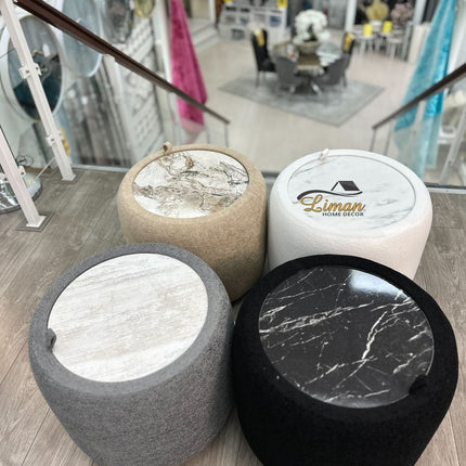 LIMAN LUXE TEDY POEF MET OPBERGRUIMTE EN BIJZETTAFEL