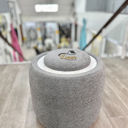 LIMAN LUXE TEDY POEF MET OPBERGRUIMTE EN BIJZETTAFEL