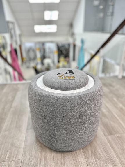 LIMAN LUXE TEDY POEF MET OPBERGRUIMTE EN BIJZETTAFEL