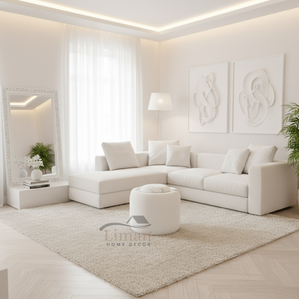 LIMAN LUXE TEDY POEF MET OPBERGRUIMTE EN BIJZETTAFEL