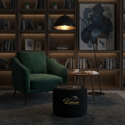 LIMAN LUXE TEDY POEF MET OPBERGRUIMTE EN BIJZETTAFEL