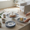 LIMAN New Vintage Navy Gebaksset ( gebakservies ) 8 Delig | 6 Persoons