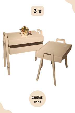 LIMAN Trendy Rechthoek 3-delige Bijzettafelset - Stapelbaar