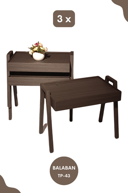 LIMAN Trendy Rechthoek 3-delige Bijzettafelset - Stapelbaar