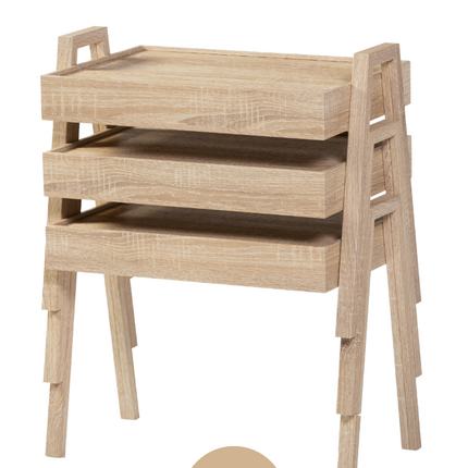 LIMAN Trendy Rechthoek 3-delige Bijzettafelset - Stapelbaar