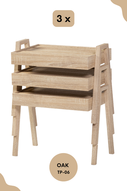 LIMAN Trendy Rechthoek 3-delige Bijzettafelset - Stapelbaar