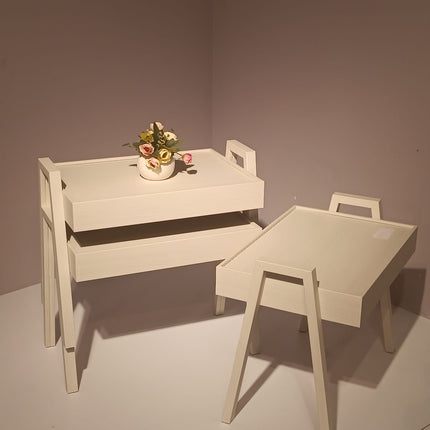 LIMAN Trendy Rechthoek 3-delige Bijzettafelset - Stapelbaar