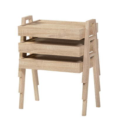 LIMAN Trendy Rechthoek 3-delige Bijzettafelset - Stapelbaar