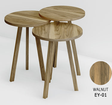 LIMAN Trendy Rond 3-delige Bijzettafelset eco