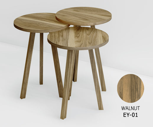 LIMAN Trendy Rond 3-delige Bijzettafelset eco