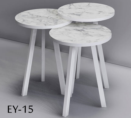 LIMAN Trendy Rond 3-delige Bijzettafelset eco