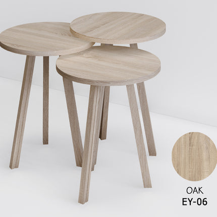 LIMAN Trendy Rond 3-delige Bijzettafelset eco