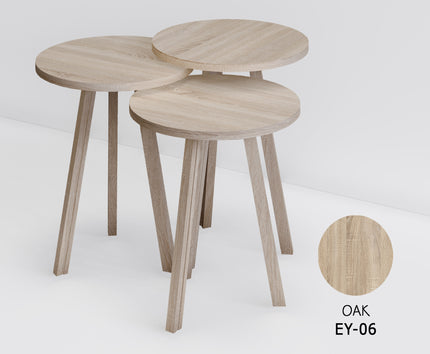 LIMAN Trendy Rond 3-delige Bijzettafelset eco