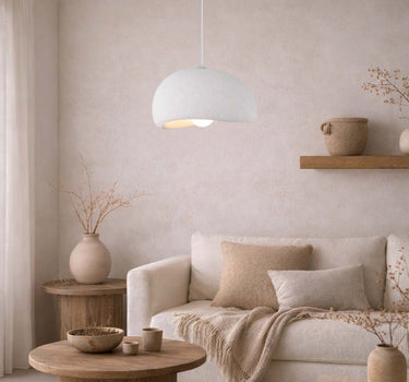 LimanOnline.com - Liman Home Decor Japandi Hanglamp Ø 40 cm Tuzla Wit Steenlook