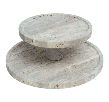 LimanOnline.com - Liman Home Decor TRAVERTINE ETAGÈRE 2-LAAGS | Ø20 - Ø28 CM