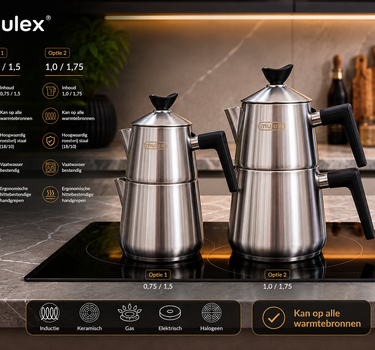 MLX MLX Theepotset 4-dlg - Turkse authentieke theepot RVS ( 1,00 / 1,75 Liter ) Mat