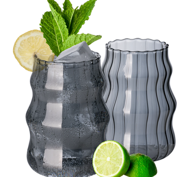 MLX Ribbed Line 2 delige Borosilikatglas 500 ml Black