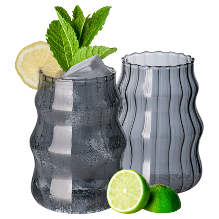 MLX Ribbed Line 2 delige Borosilikatglas 500 ml Black