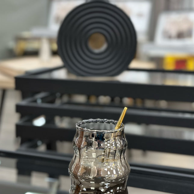 MLX Ribbed Line 2 delige Borosilikatglas 500 ml Black